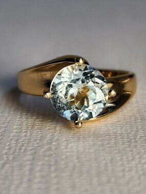 VTG 90's Natural 3.00ct Blue Topaz Solitaire Ring Sz 6.5-7 *Stone Upgraded*